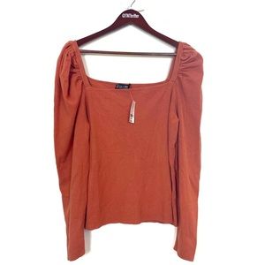 New York and Company NEW with Tags Puff Sleeve V Neck Sweater Peach XXL Casual